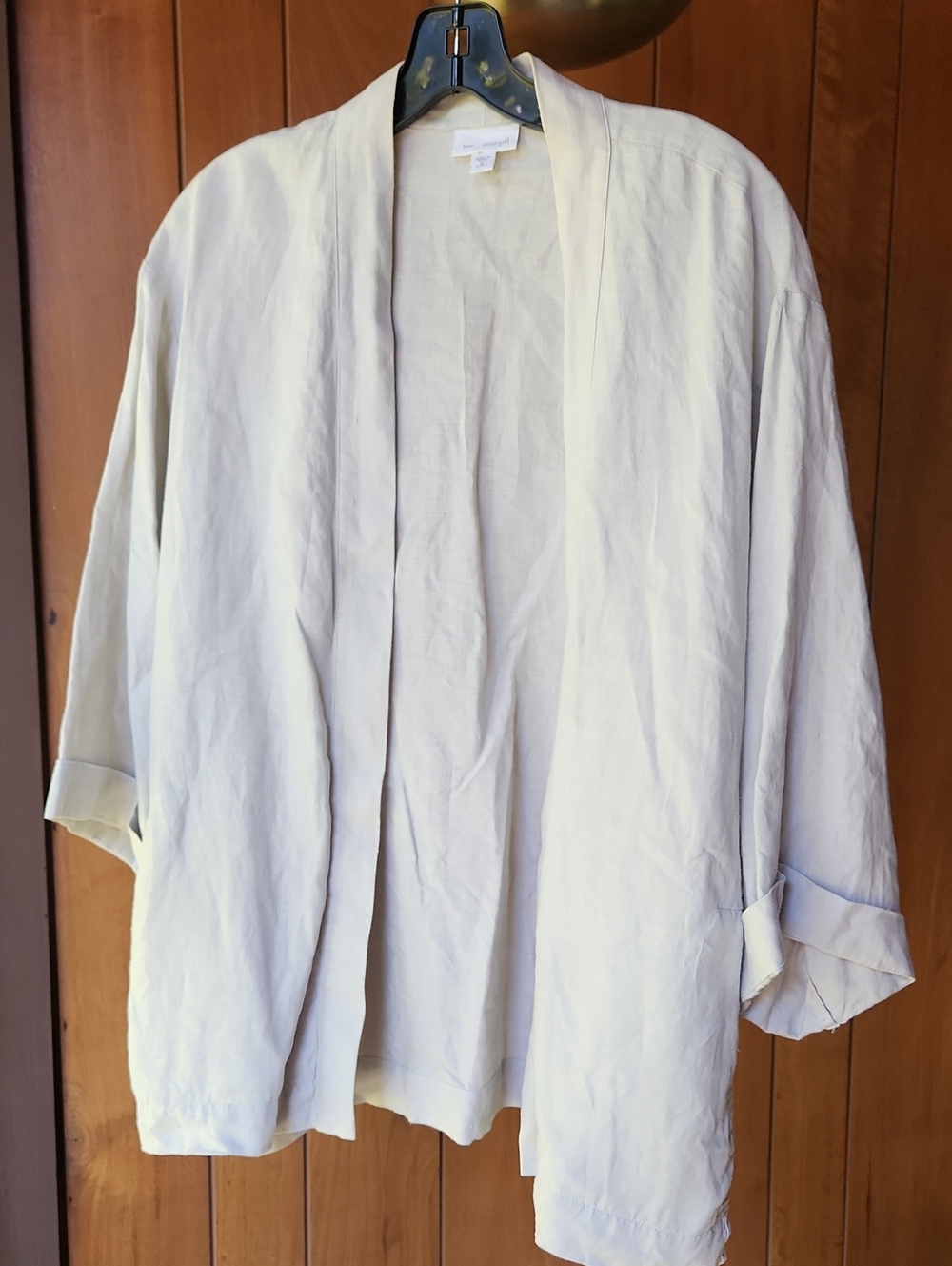 Pure Jill Linen Women's Light Beige Open-Front Jacket